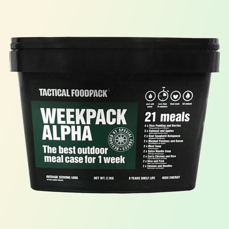 Weekpack Alpha 2080g. Perfect combo pack for 1 week for 1 person. Includes 21 meals in total.